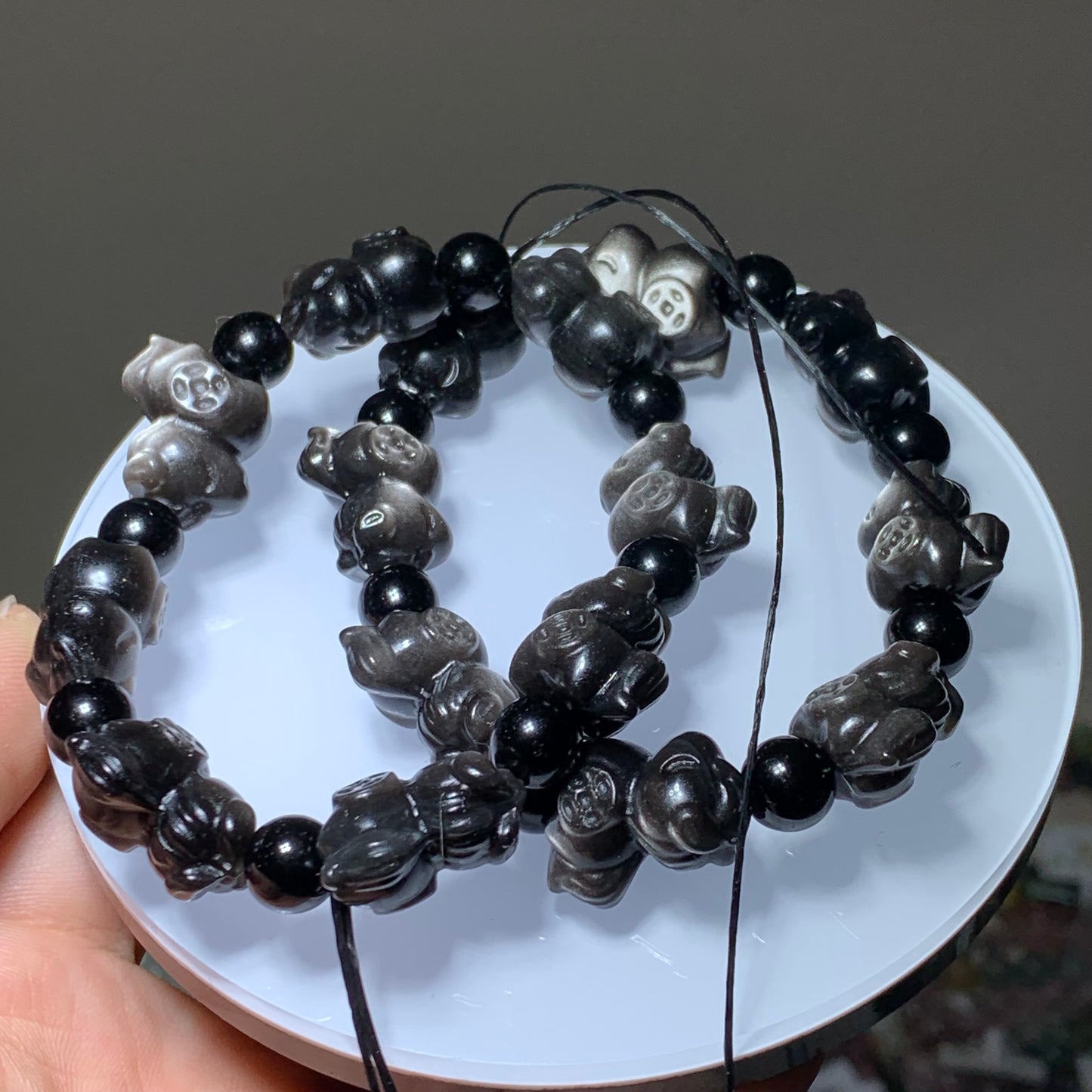 Obsidian horse crystal bracelet