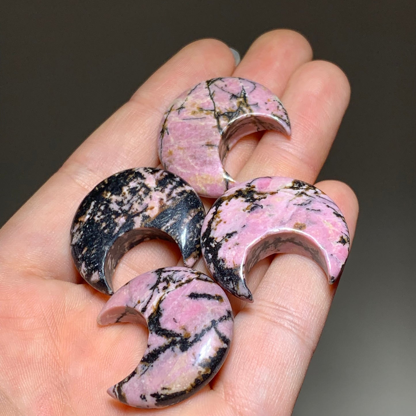 Rhodonite crystal moon