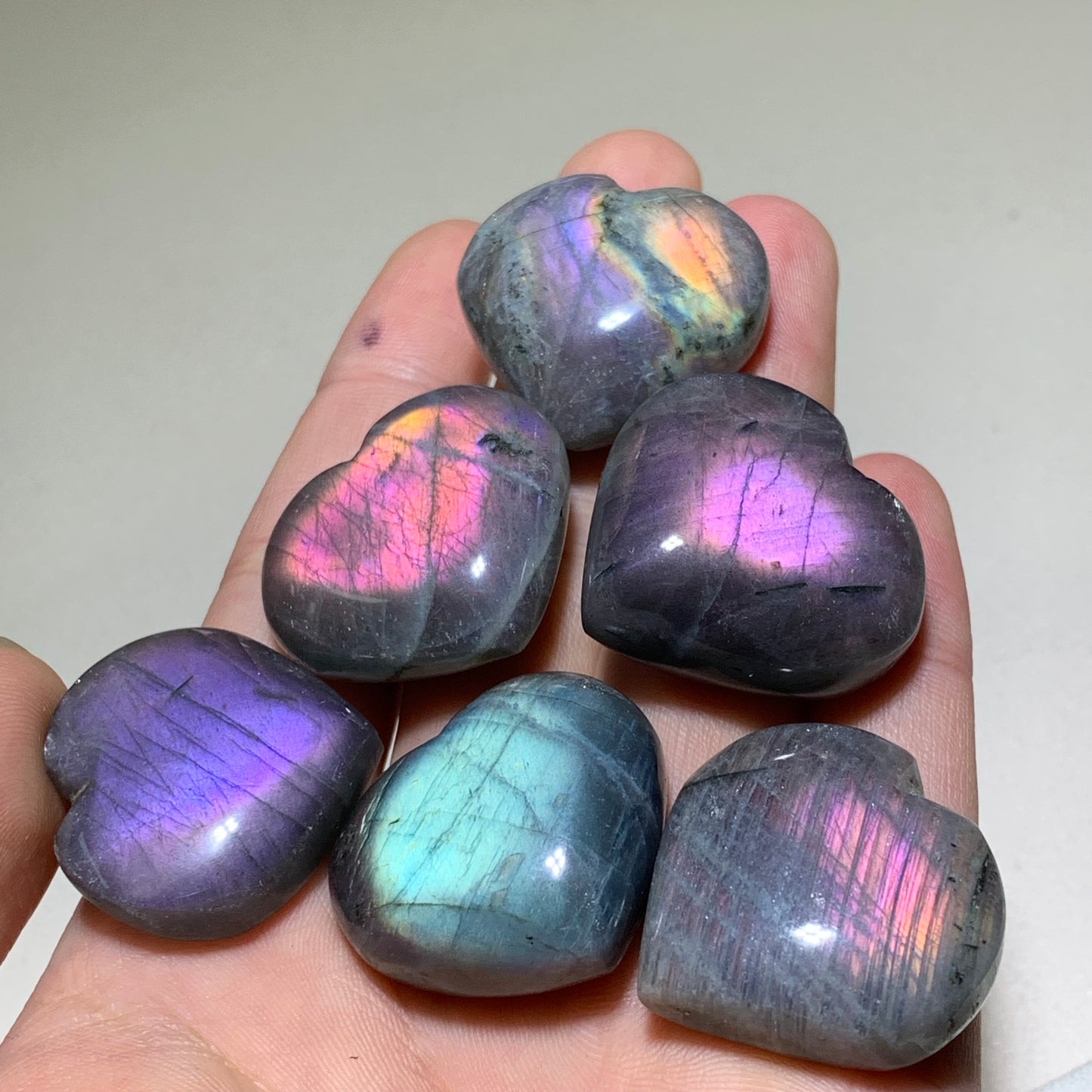 Purple labradorite crystal heart