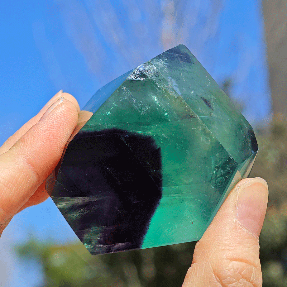 Green Purple Fluorite Crystal Free Form