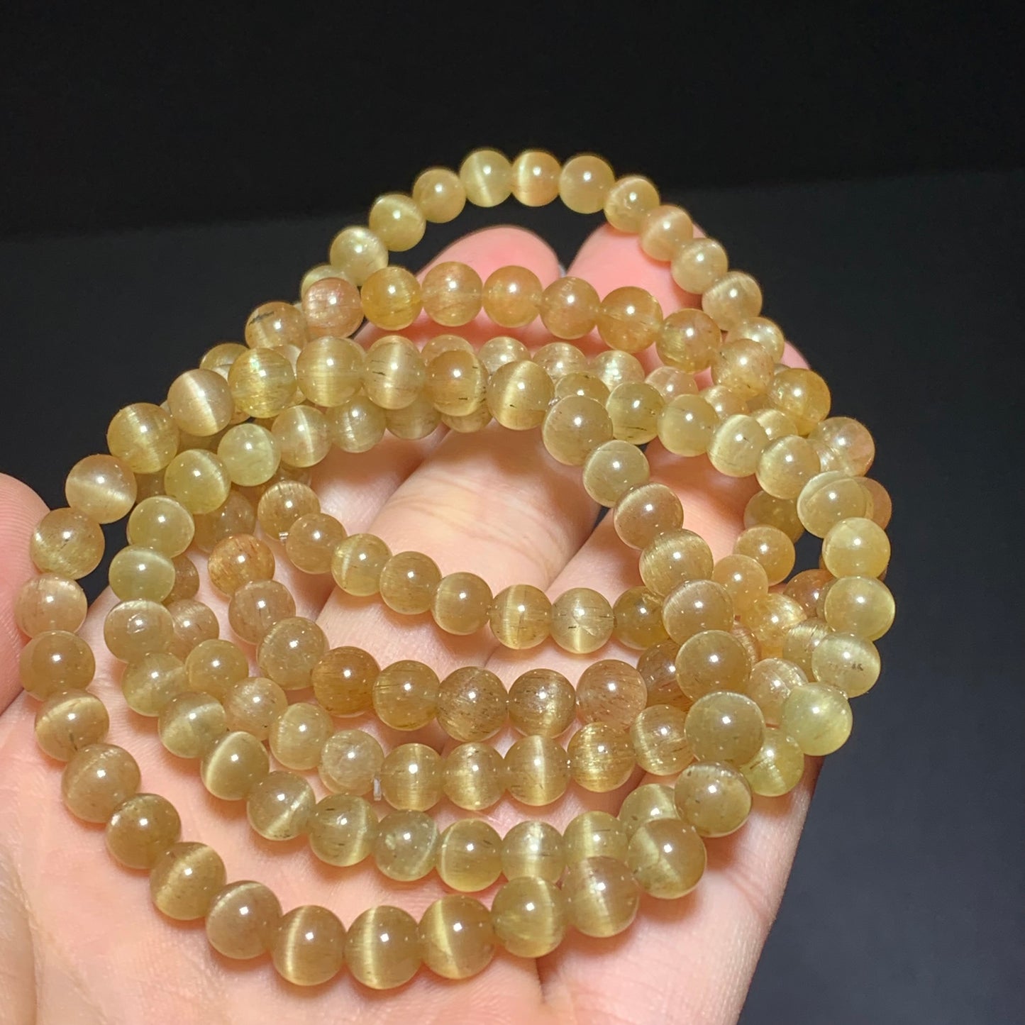 Cat eye yellow apatite crystal bracelet