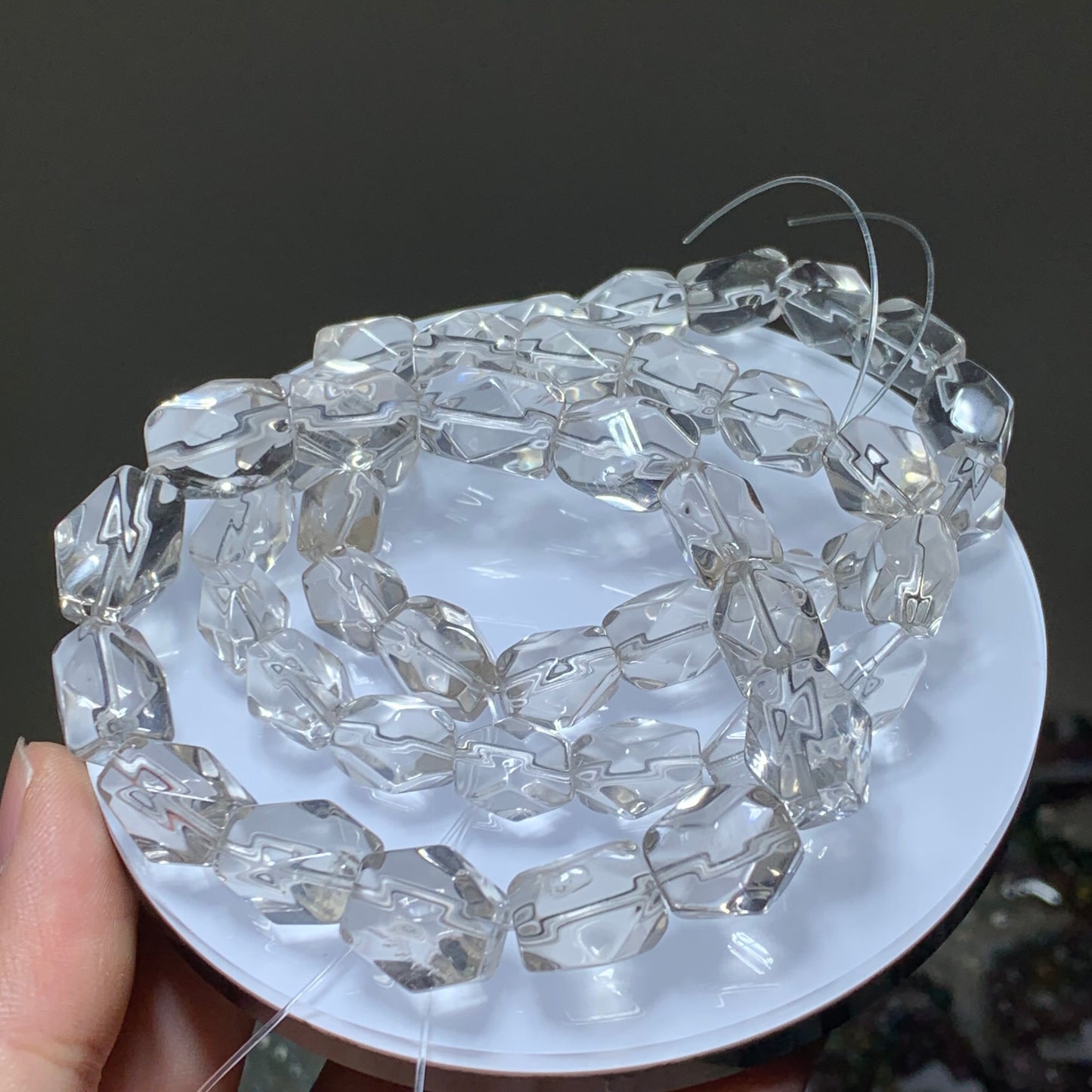 Light smoky quartz free form crystal bracelet.