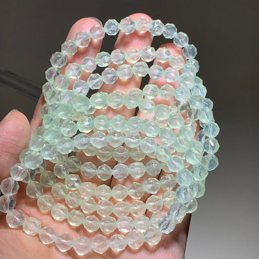 Faceted prehnite crystal bracelet