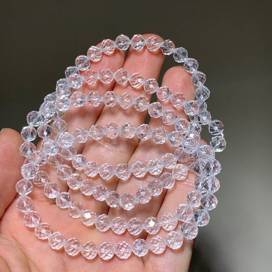 Faceted clear quartz crystal bracelet