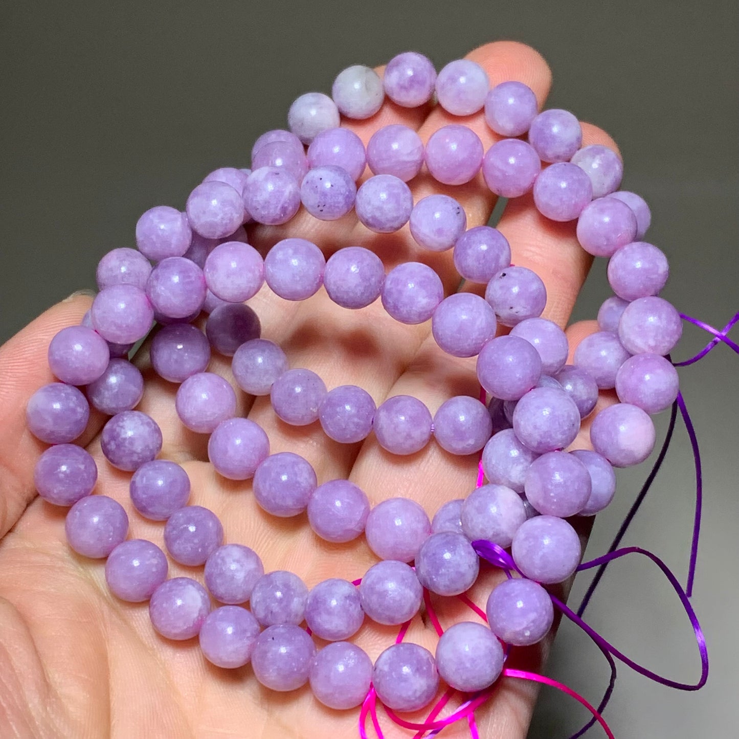 Purple lepidolite crystal bracelet