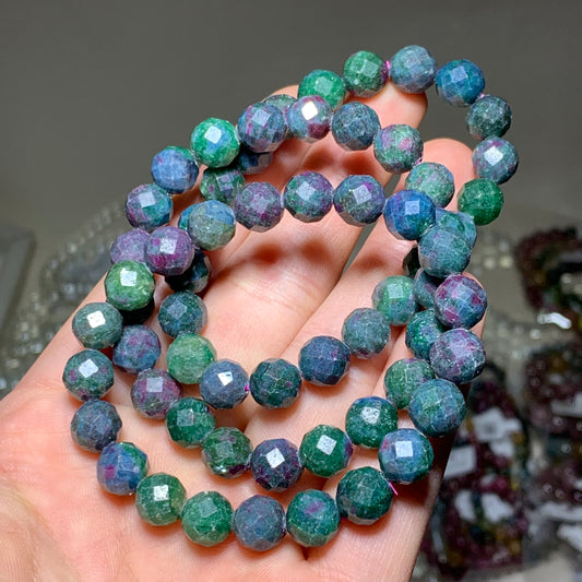 Faceted ruby kyanite crystal bracelet