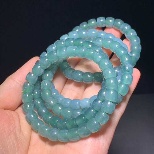 Blue water jade barrel crystal bracelet