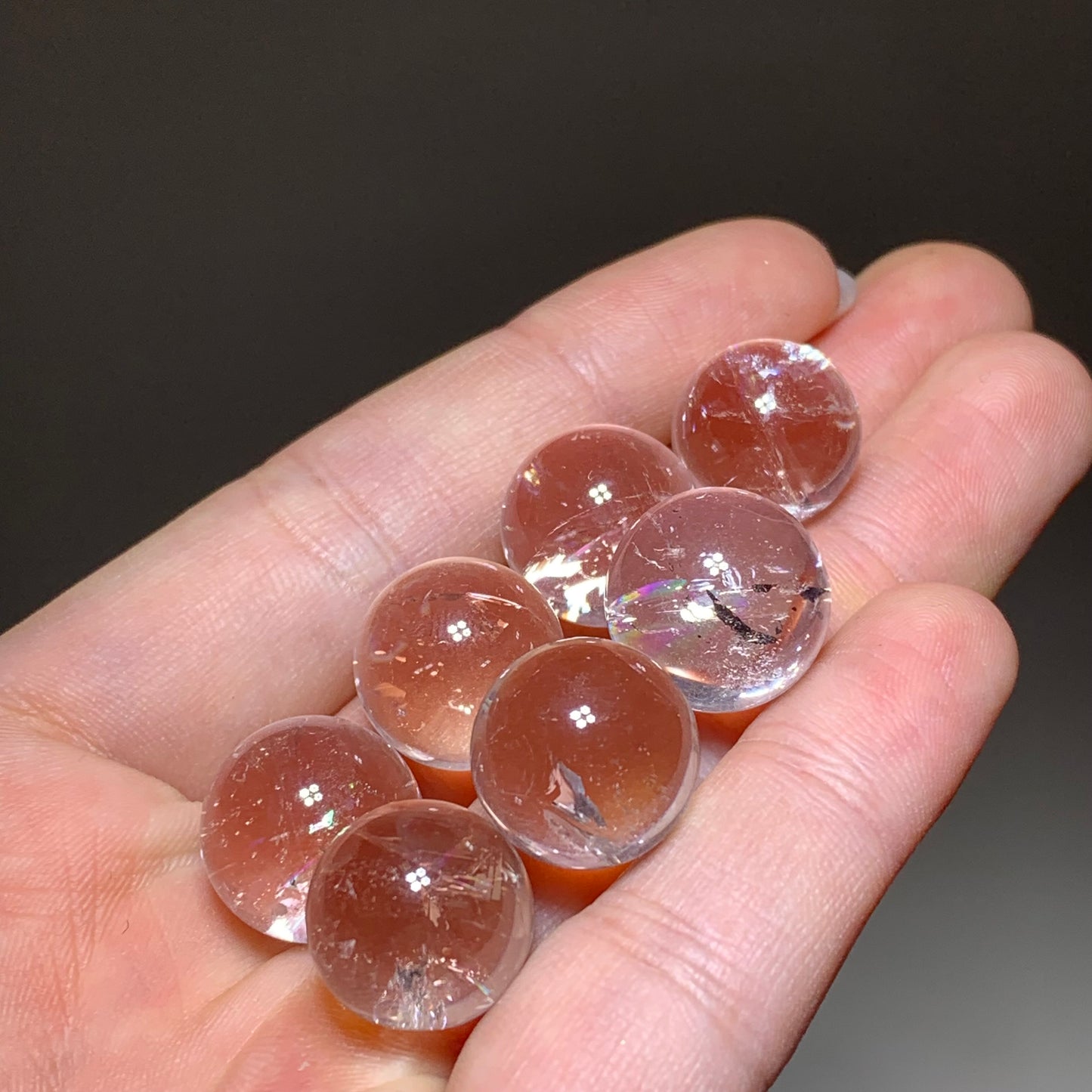 Rainbow clear quartz sphere