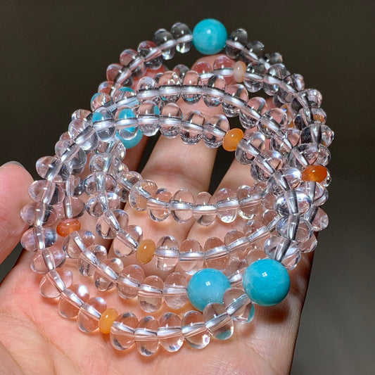 Amazonite clear quartz crystal bracelet