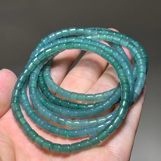 Natural blue water jade barrel bracelet