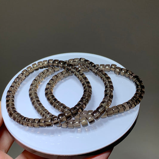 Smoky quartz barrel crystal bracelet