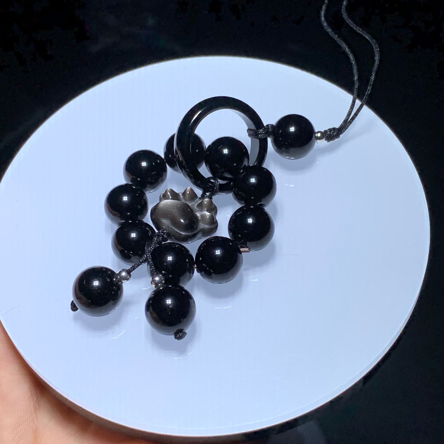 Obsidian paw keychain