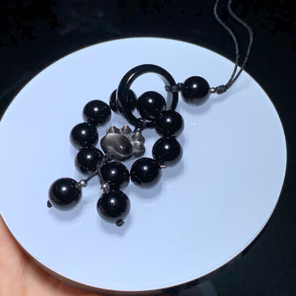 Obsidian paw keychain