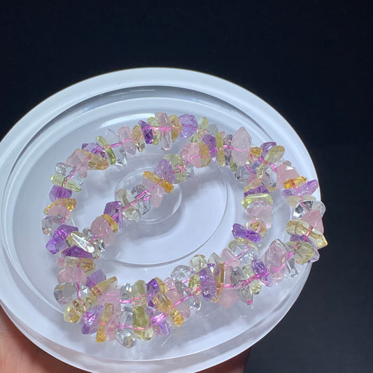 Mixed quartz free form crystal bracelet