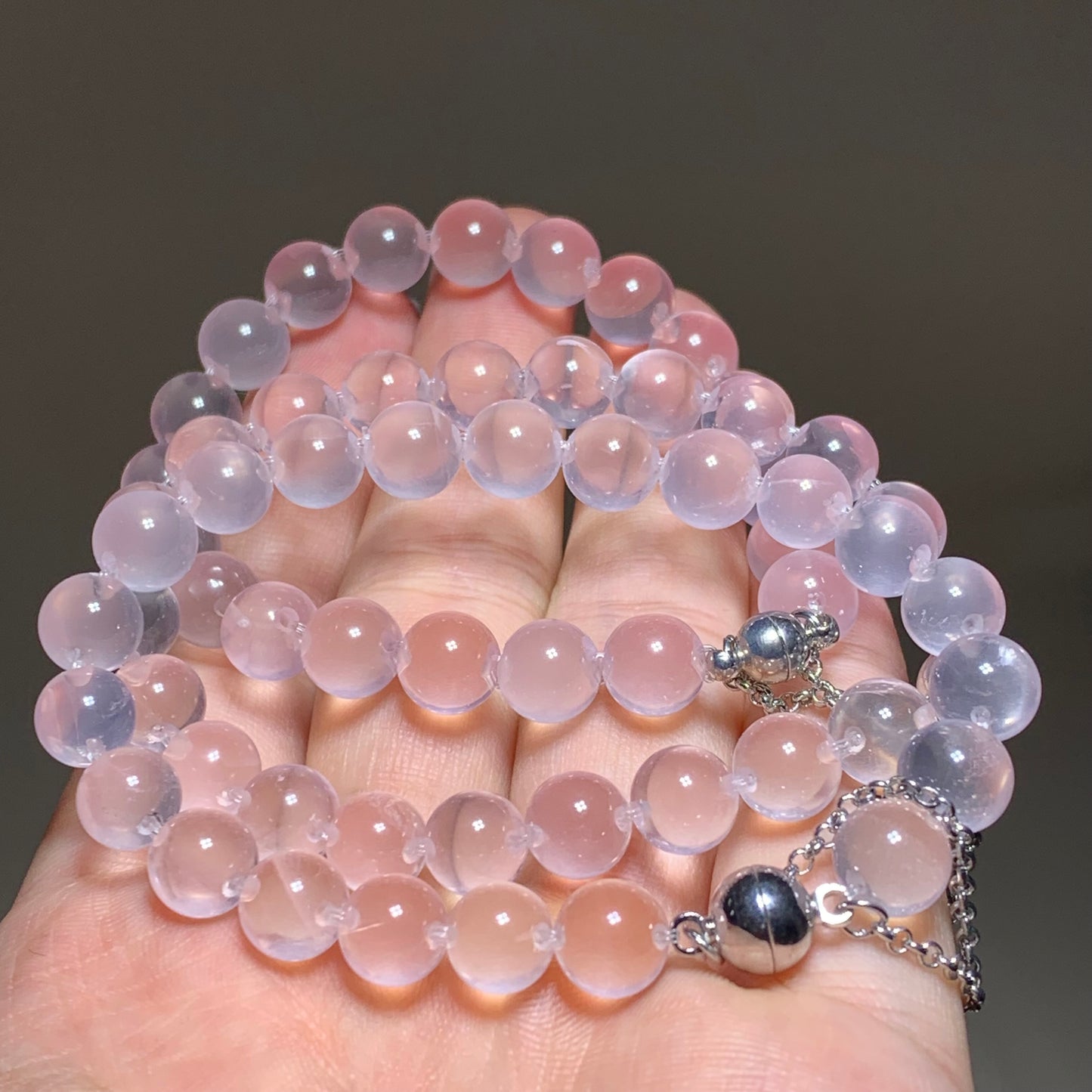 Wholesale bull nose hole rose quartz bracelet