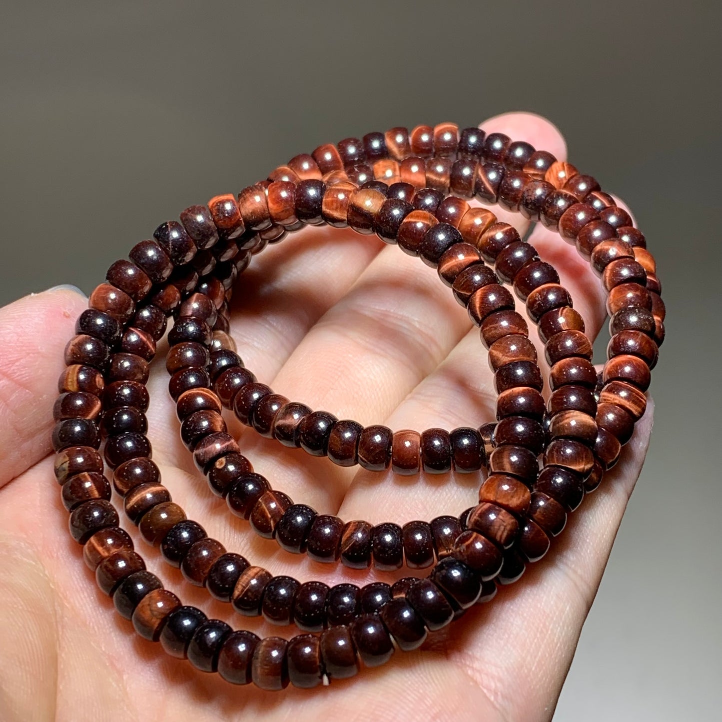 Red tiger eye barrel crystal bracelet