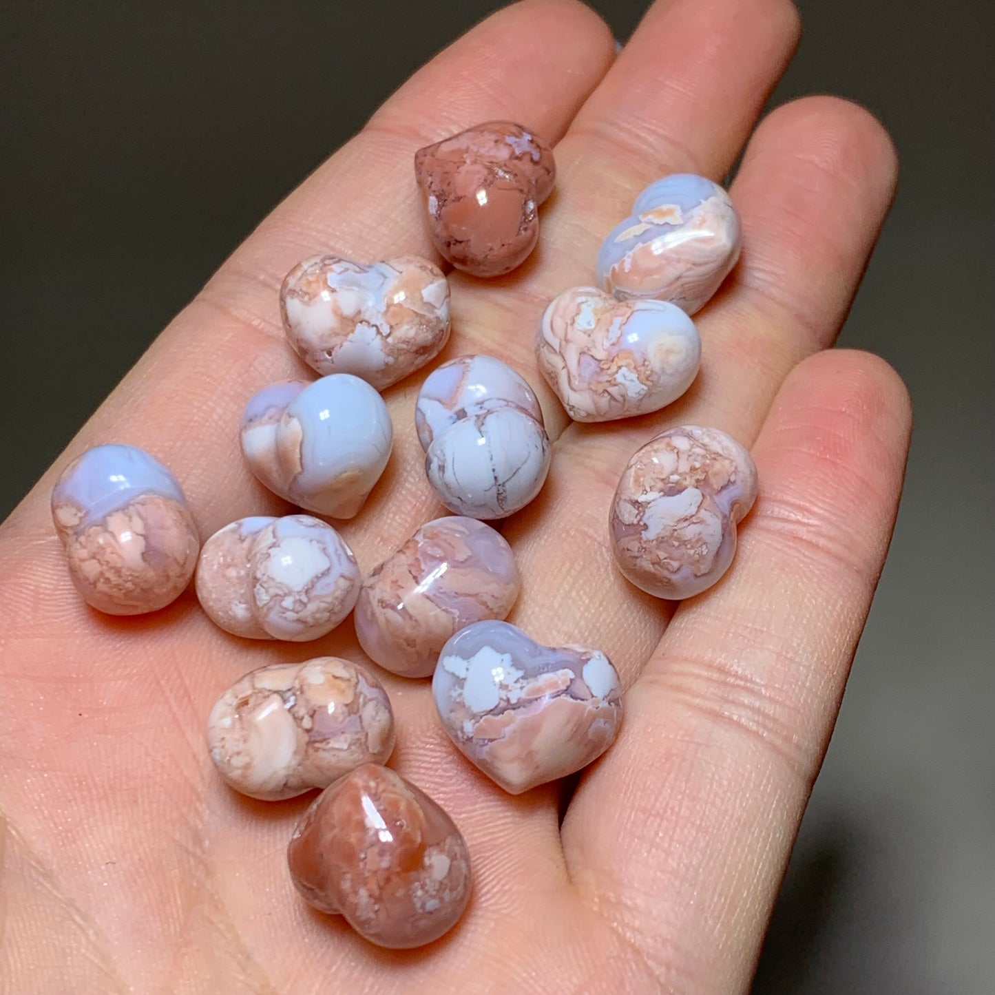 Pink agate crystal heart