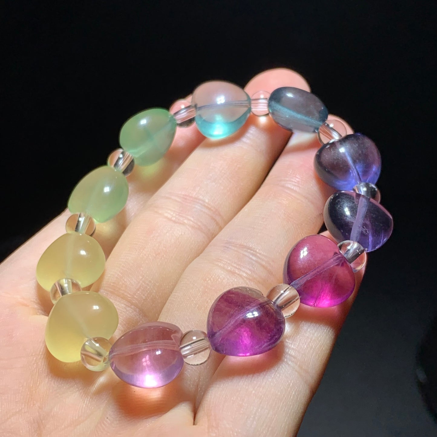 Fluorite heart crystal bracelet