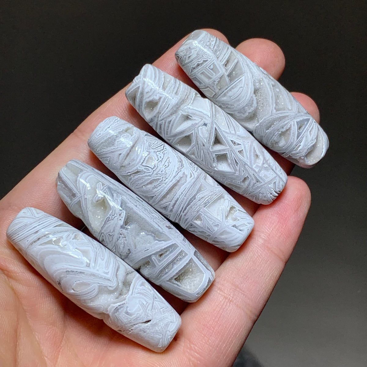 New druzy crazy lace agate barrel bead