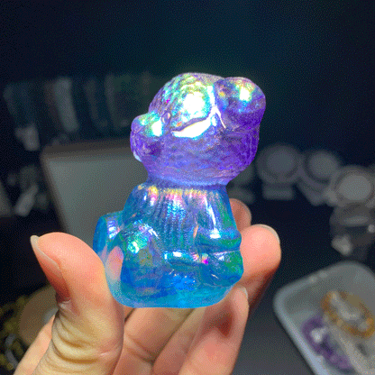 Wholesale Aura Clear Quartz Crystal Bear