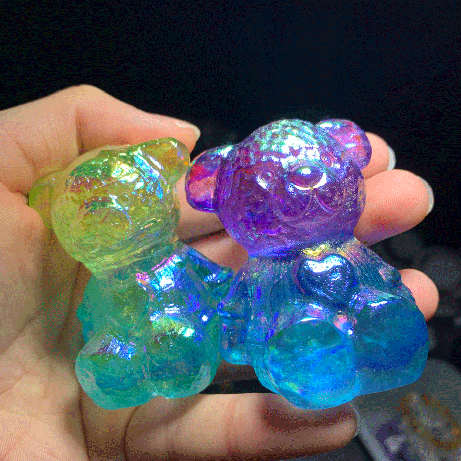 Wholesale Aura Clear Quartz Crystal Bear