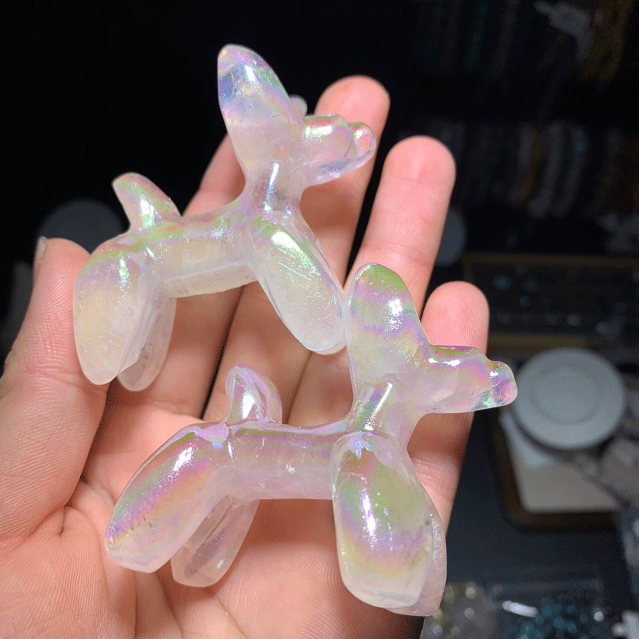 Wholesale Aura Clear Quartz Crystal Dog