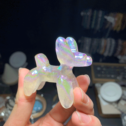 Wholesale Aura Clear Quartz Crystal Dog