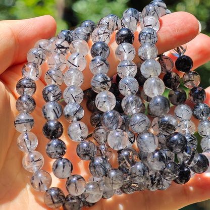 Wholesale Black Rutile Tourmaline Crystal Bracelet