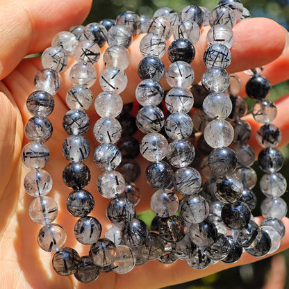 Wholesale Black Rutile Tourmaline Crystal Bracelet