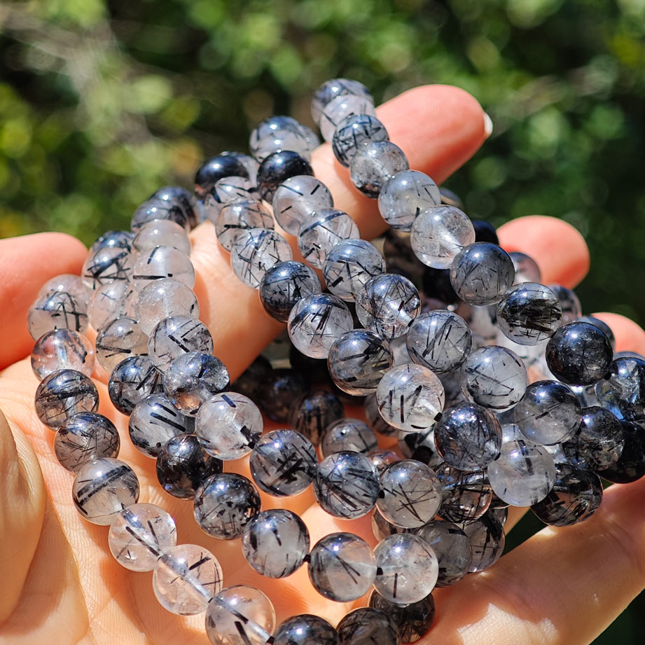 Wholesale Black Rutile Tourmaline Crystal Bracelet