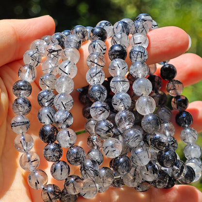 Wholesale Black Rutile Tourmaline Crystal Bracelet