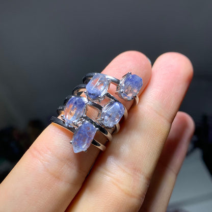 Wholesale Blue Rutile Crystal S925 Ring