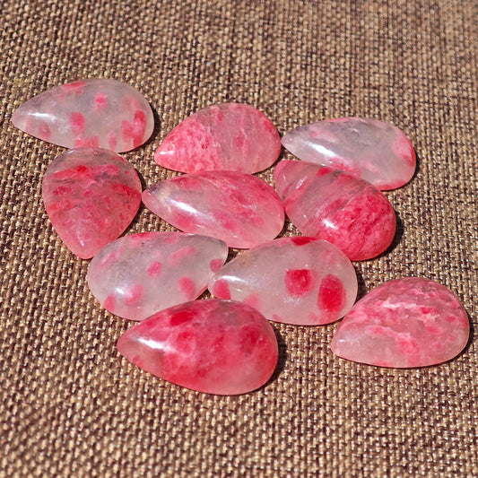 clear rhodonite teardrop