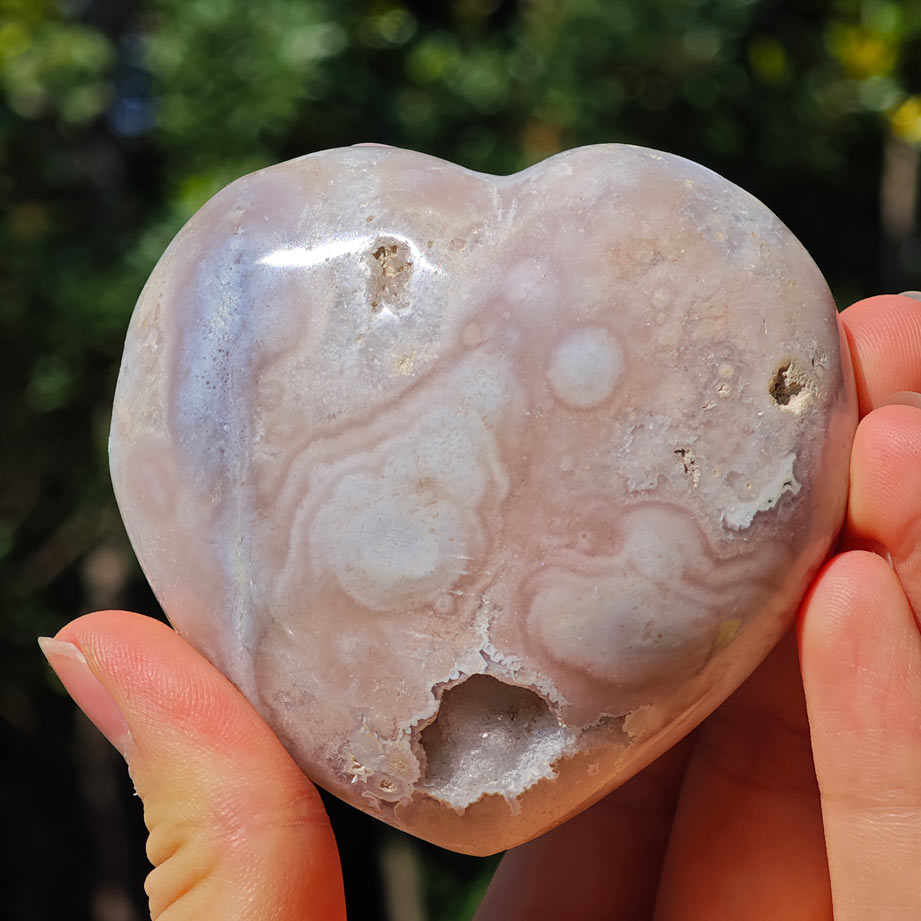 HQ Druzy Flower Agate Crystal Heart