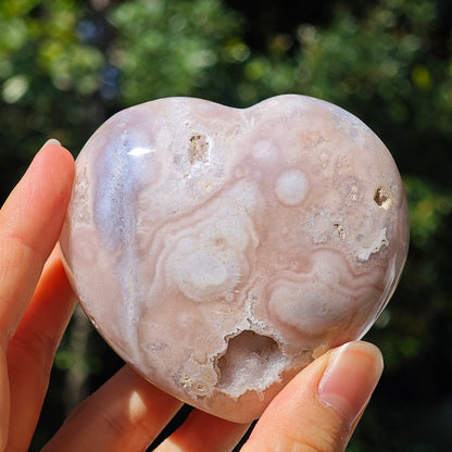 HQ Druzy Flower Agate Crystal Heart