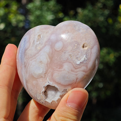 HQ Druzy Flower Agate Crystal Heart