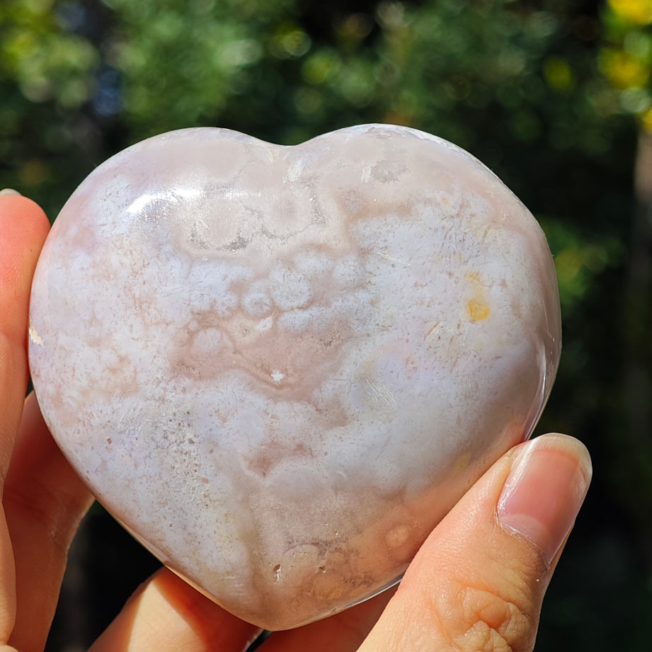 HQ Druzy Flower Agate Crystal Heart