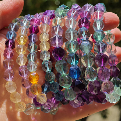 Wholesale Faceted Colorful Fluorite Crystal Bracelet