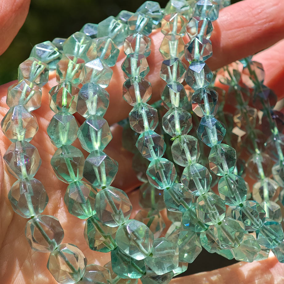 Wholesale Faceted Green Fluorite Crystal Bracelet