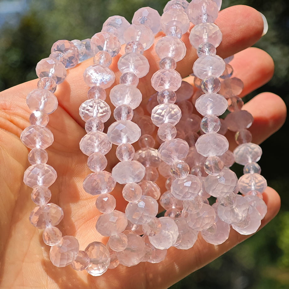 faceted rose quartz bracelet