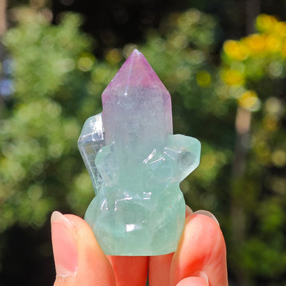 Wholesale Green Purple Fluorite Crystal Cluster Carving