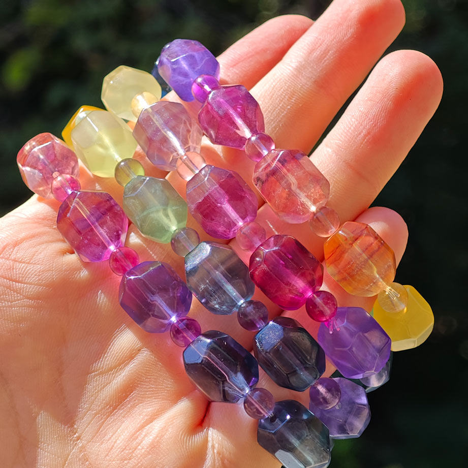 Wholesale Faceted Candy Fluorite Crystal Bracelet Free Form Bracelet