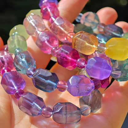 Wholesale Faceted Candy Fluorite Crystal Bracelet Free Form Bracelet