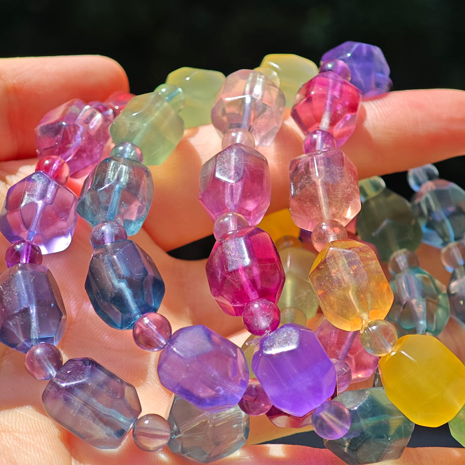 Wholesale Faceted Candy Fluorite Crystal Bracelet Free Form Bracelet