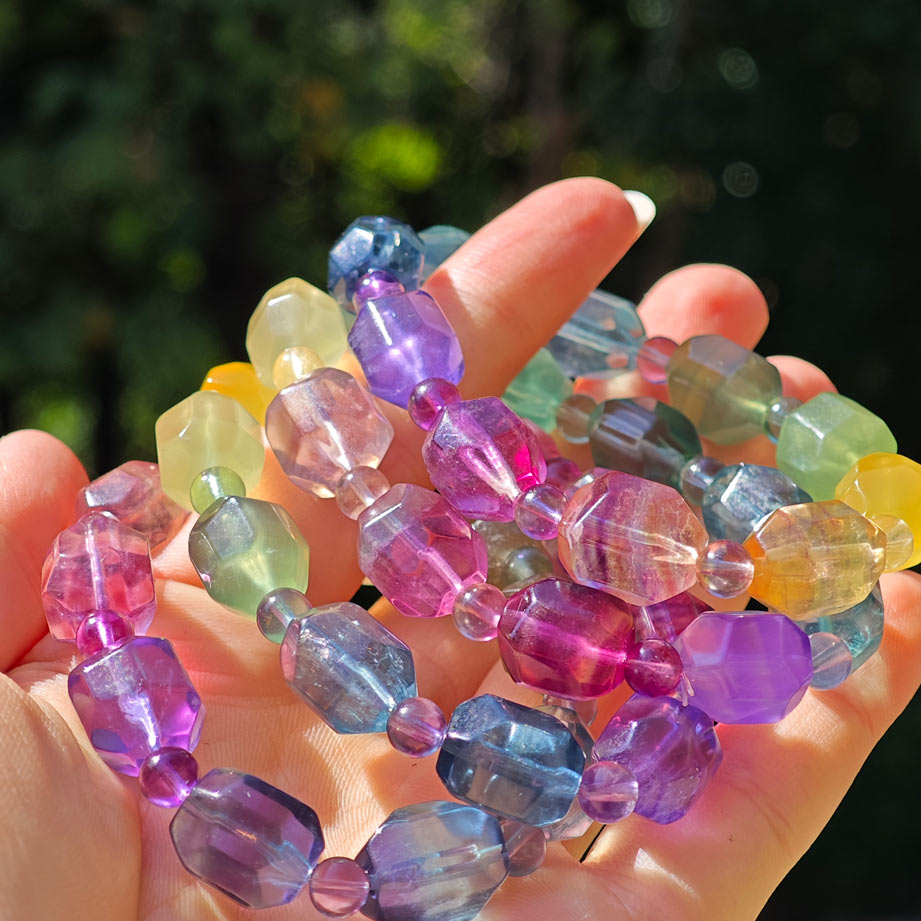 Wholesale Faceted Candy Fluorite Crystal Bracelet Free Form Bracelet