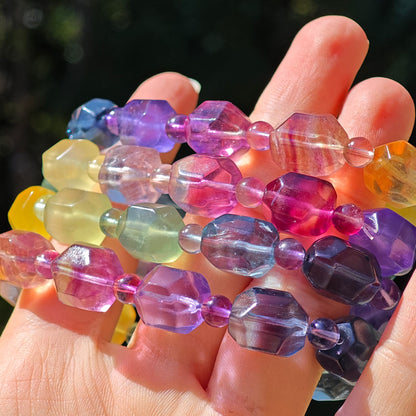 Wholesale Faceted Candy Fluorite Crystal Bracelet Free Form Bracelet