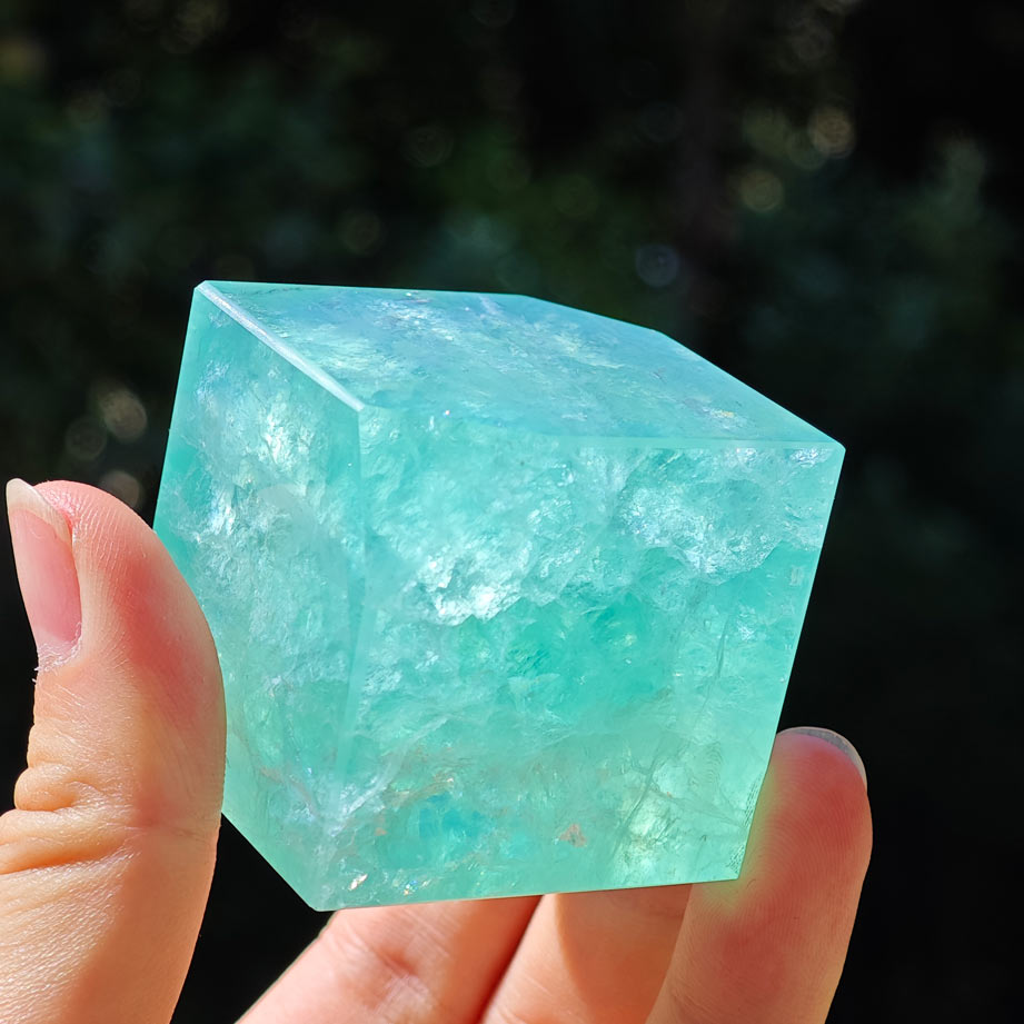 Green Fluorite Crystal Cube