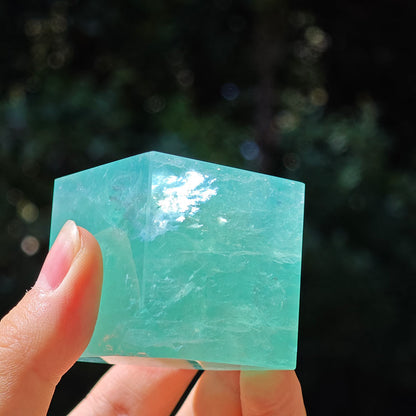 Green Fluorite Crystal Cube