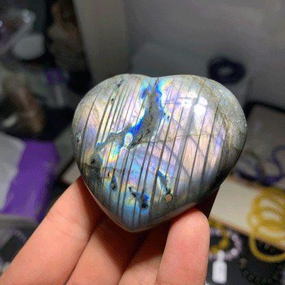 Colorful Labradorite Crystal Heart