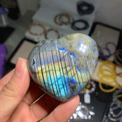 Colorful Labradorite Crystal Heart